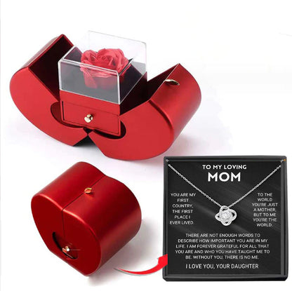 Give the Gift of Forever! 💎 Red Apple Jewelry Box with Eternal Rose – Perfect for Valentine's Day, Mother's Day, or Christmas Gifts for Her!