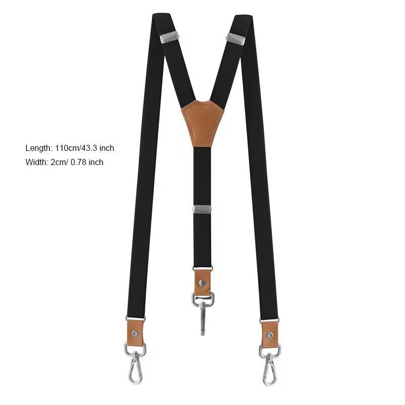 Classic & Stylish 💼 Vintage Men’s Suspenders – Adjustable 3-Hook PU Leather Braces for a Fashion-Forward Look!