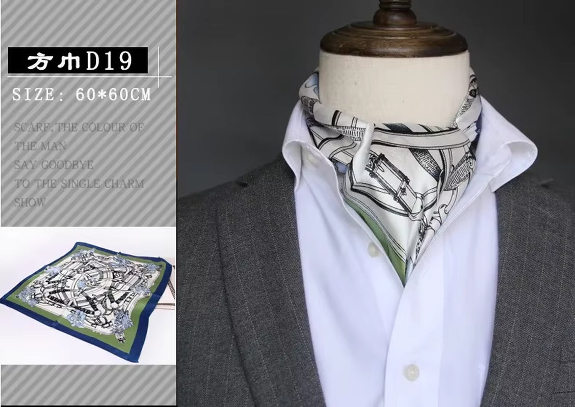 Elevate Your Style 🌟 British Men's Silk Scarf – Perfect for Spring & Autumn! Elegant Satin Touch for Every Business Look.