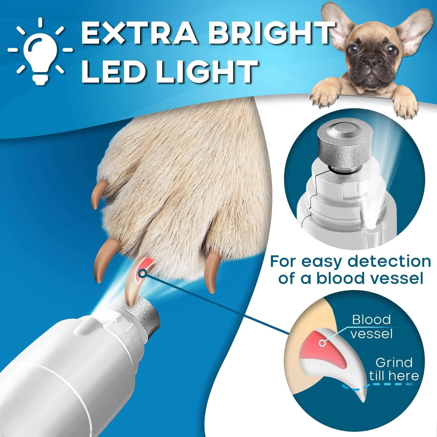 🐾 Smooth & Safe: Dog Nail Grinder with LED Light – Rechargeable for All Sizes! ✨🐶