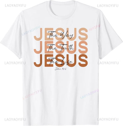 Christian T Shirt Women Men Kids Jesus the Way Truth Life T-Shirt Graphic T Shirts Vintage T Shirt Camisetas