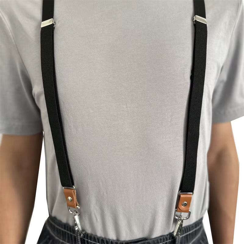 Classic & Stylish 💼 Vintage Men’s Suspenders – Adjustable 3-Hook PU Leather Braces for a Fashion-Forward Look!