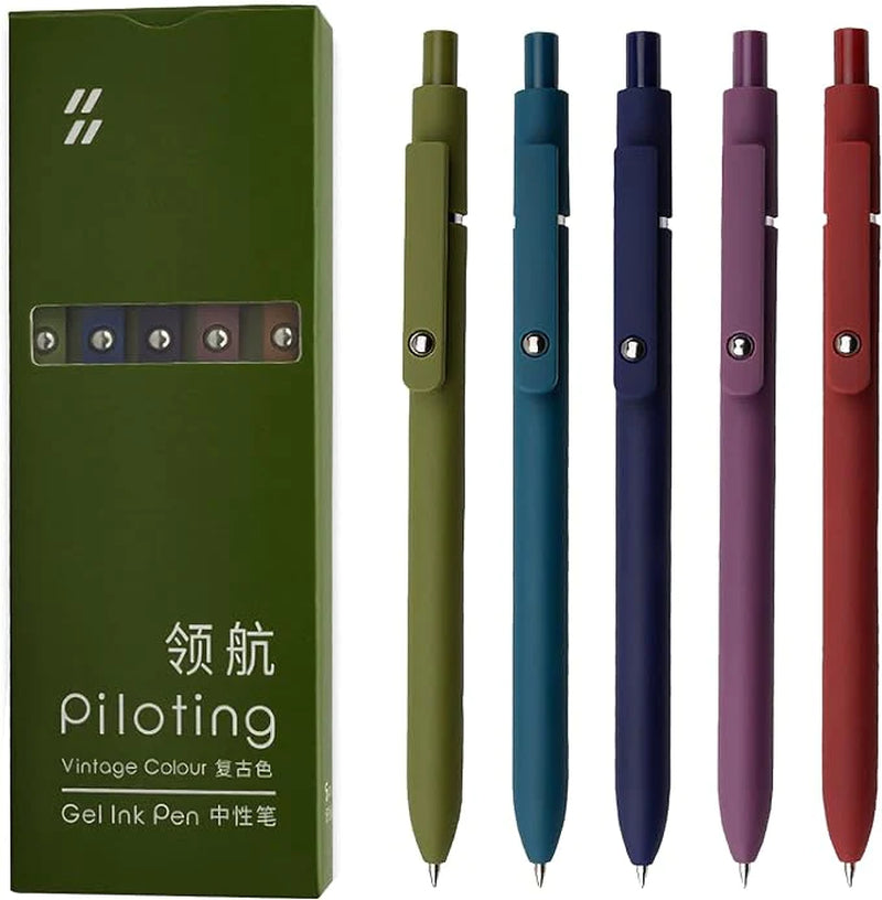 🖊️ Smooth Writing, Stylish Design: 5-Pc Gel Pens for Journaling & Note-Taking! ✨ (Morandi, Fine Point)