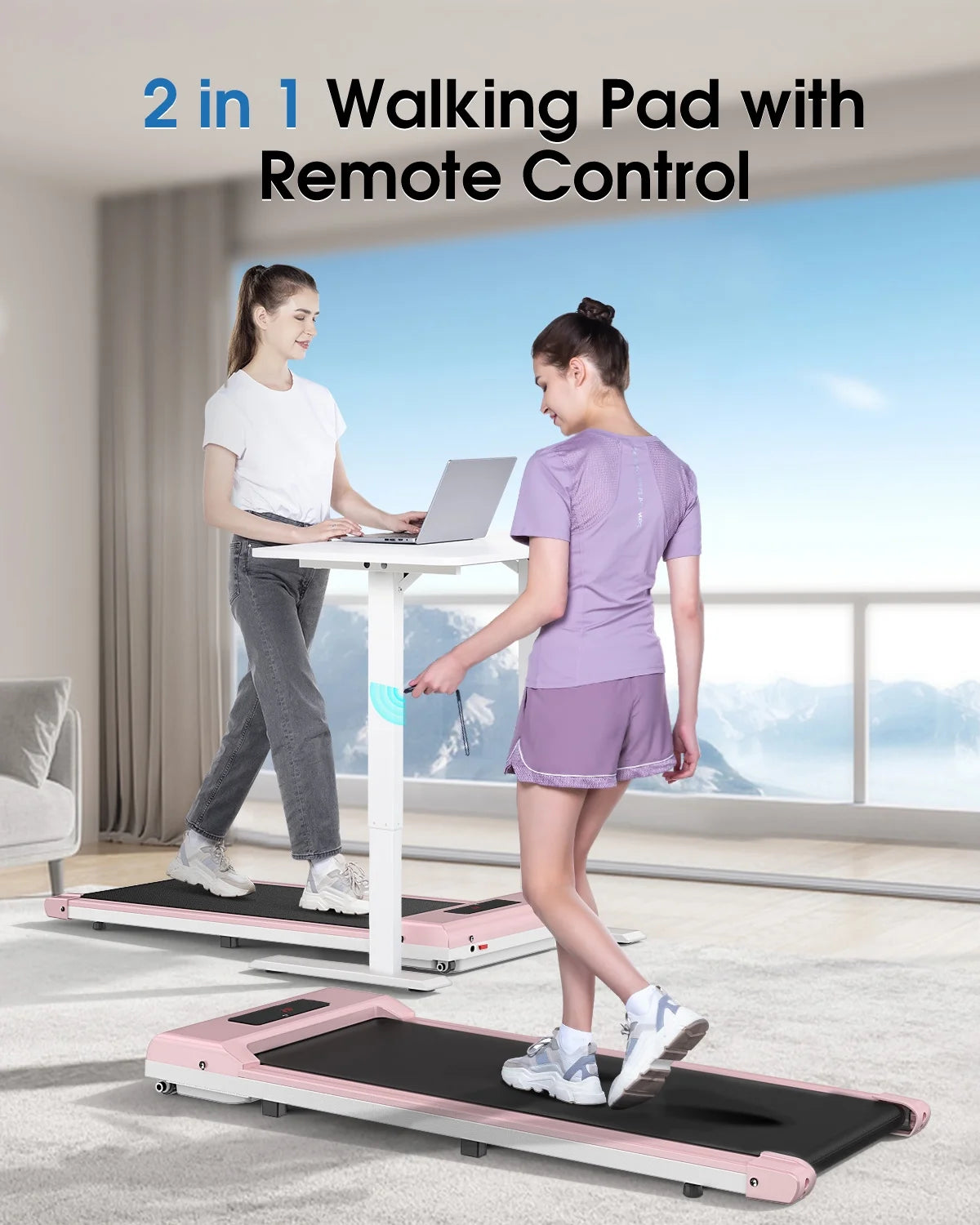 Treadmills for Home, Portable under Desk Treadmill for Home/Office, 0.6-6.2MPH, No Assembly Required, Pink