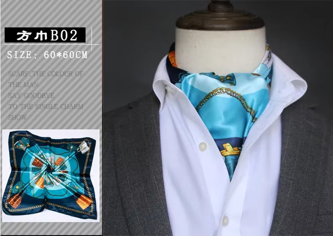 Elevate Your Style 🌟 British Men's Silk Scarf – Perfect for Spring & Autumn! Elegant Satin Touch for Every Business Look.